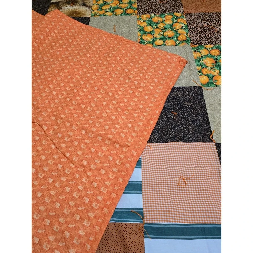 New Handmade Patchwork Quilt Fall Harvest Pumpkin Autumn Theme Cozy Bedding/0191